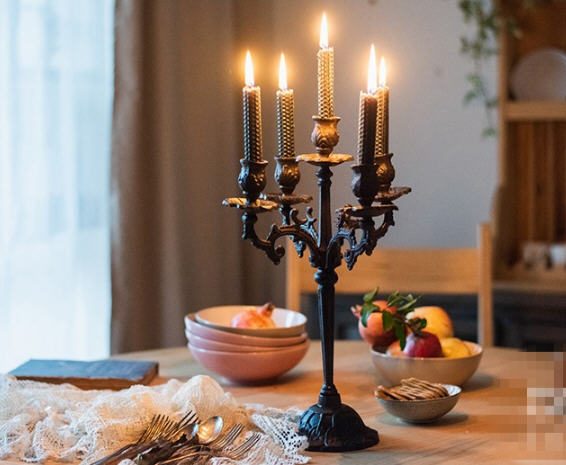Five-arm Candlestick European Retro cast Iron Candle Holder Family Hotel Wedding Carousel 1