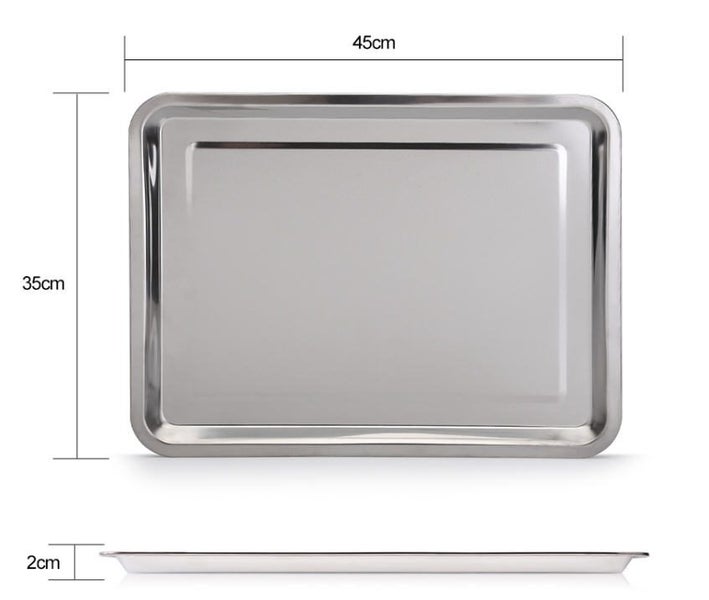 Stainless Steel BBQ Serving Tray Grill Plate Food Platter Container Carousel 1