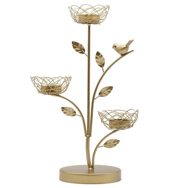 Gold Metal Bird Candle Holder Stand (GCH002) Carousel 1