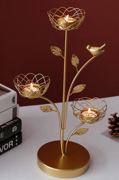 Gold Metal Bird Candle Holder Stand (GCH002) Carousel 2