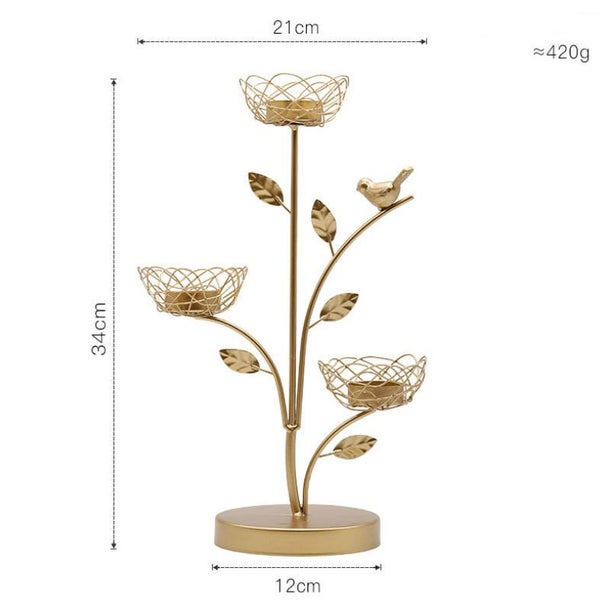 Gold Metal Bird Candle Holder Stand (GCH002) Carousel 3