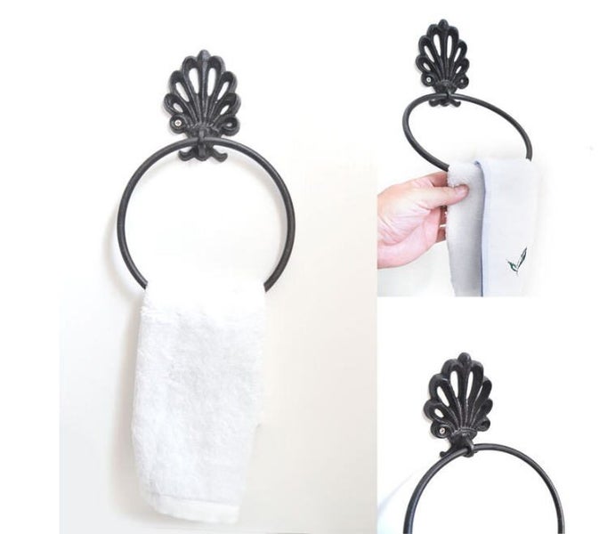 Vintage Cast Iron Towel Holder Towel Ring Carousel 2