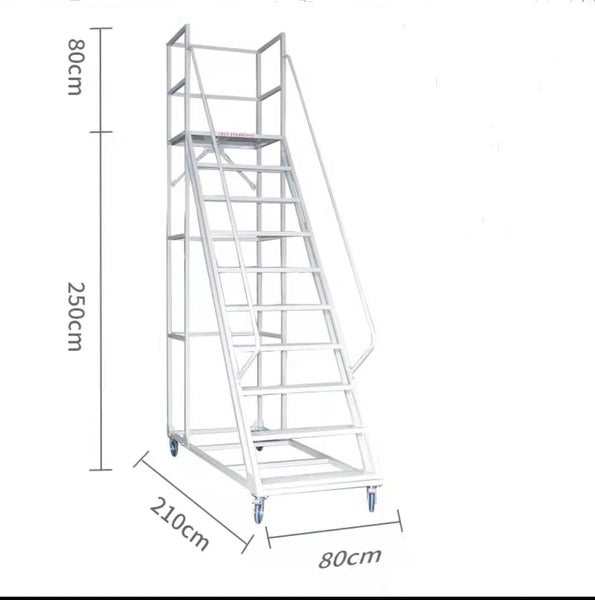 Brand New Rolling /mobile Warehouse Ladder with Work Platform 10 Steps-Blue 2.5M Carousel 3