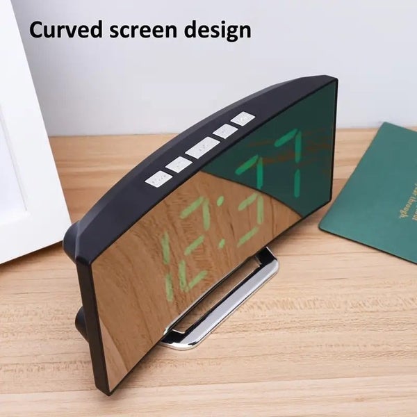 CURVED LED MIRROR CLOCK USB POWERED LARGE GREEN DISPLAY Carousel 2