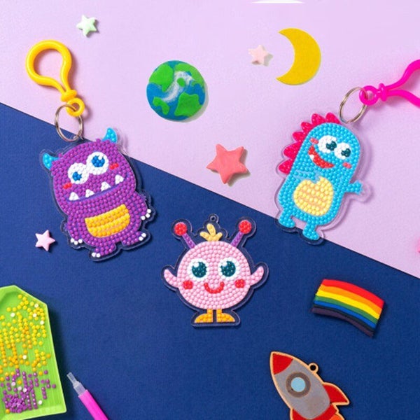 Diamond Painting Kit DIY Key Hanger Little Monster Keyring Keychain Carousel 2