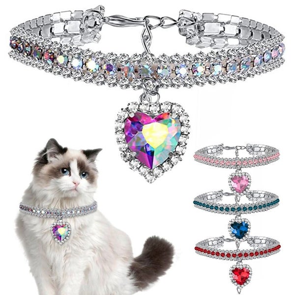 Luxury Crystal Pet Collar Love Pendant Cat Decorative Necklace Carousel 2