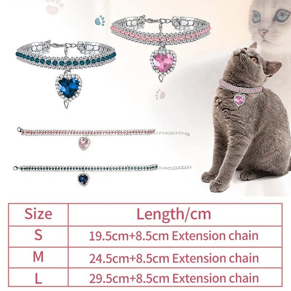 Luxury Crystal Pet Collar Love Pendant Cat Decorative Necklace Carousel 7