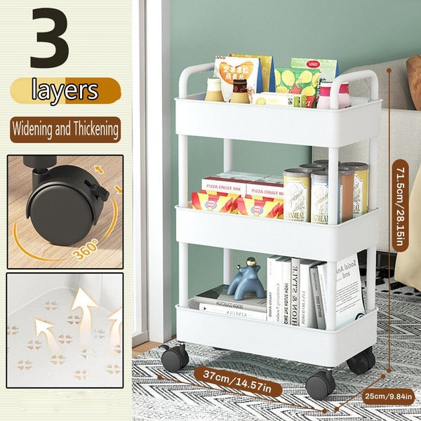 Mobile Storage Rack Trolley Kitchen Bathroom Bedroom Multi Storey Carousel 1
