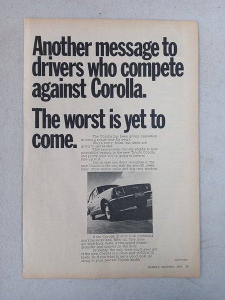 early 70's toyota corolla ad Carousel 1