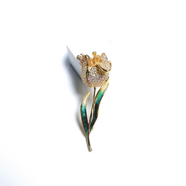 (Crystal Brooch)Silver Tulip Brooch BHBZ31LY-26 Carousel 1