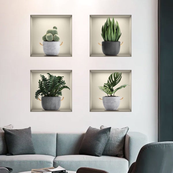 3D Plants Vinyl Wall Stickers For Bedroom Wall Decal Living room Wall Carousel 2