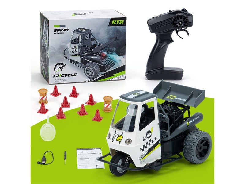 RC Tricycle LED Light Spray Stunt Car 2.4G Drift Racing Model Carousel 1