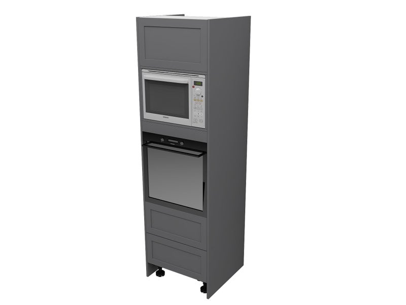 Kitchen Cabinet Flat Pack - Oven Tower + 2 drawers 640mm, Slate Grey Carousel 2