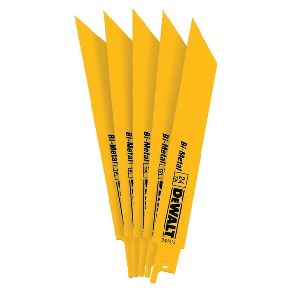 Dewalt DW4813 6 Inch Straight Back Bi-Metal Reciprocating Saw Blade (5-Pack) Carousel 1