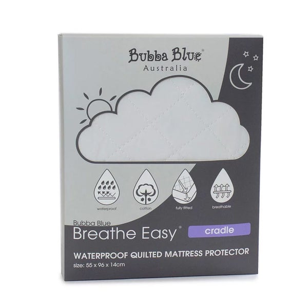 Bubba Blue Breathe Easy 96x55cm Waterproof Quilted Mattress Protector Cradle Carousel 1