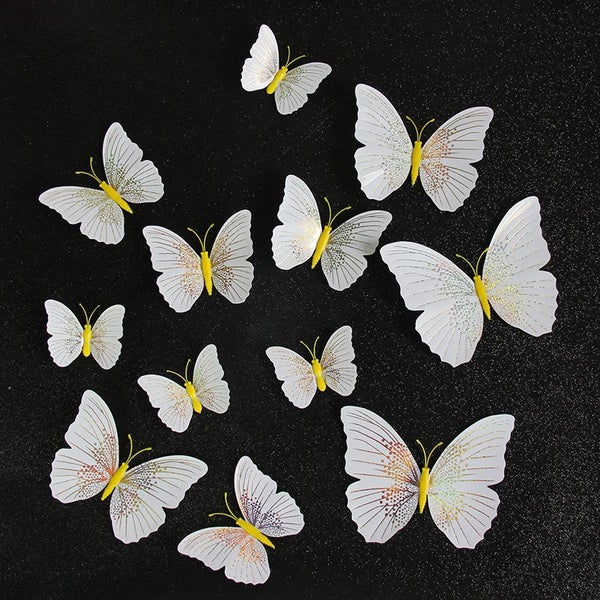 12pcs 3D White Butterfly Wall Stickers Removable Butterfly NEW Carousel 1