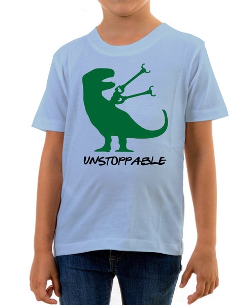 Reality Glitch Unstoppable T-Rex Dinosaur Kids T-Shirt Carousel 1