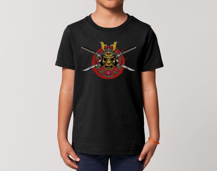 Reality Glitch Japanese Samurai Face Mask Kids T-Shirt Carousel 2