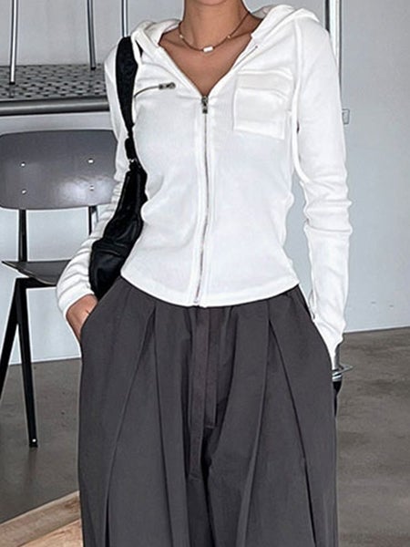 Rapcopter White Zipper Cargo Jackets y2k Vintage Streetwear Casual Carousel 2