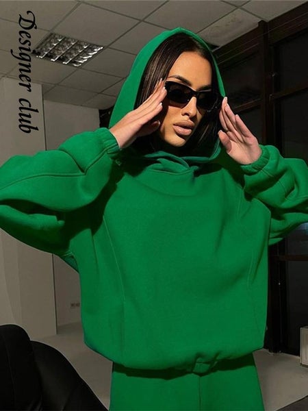 Women Hoodie Tracksuits 2 Piece Sets Casual Solid Long Sleeve Carousel 2