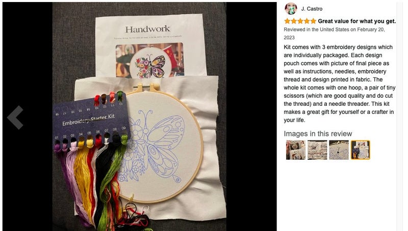 3 Sets Embroidery Starter Kit,Cross Stitch Set, Stamped Embroidery Kits Carousel 9