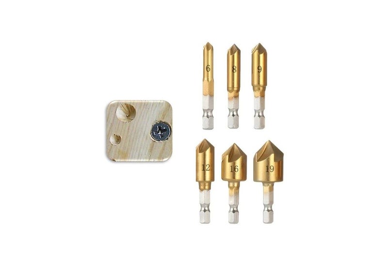 PTN 6pcs Deburring Drill Bit Set Free Quick Change Hex Shank Countersink Carousel 1