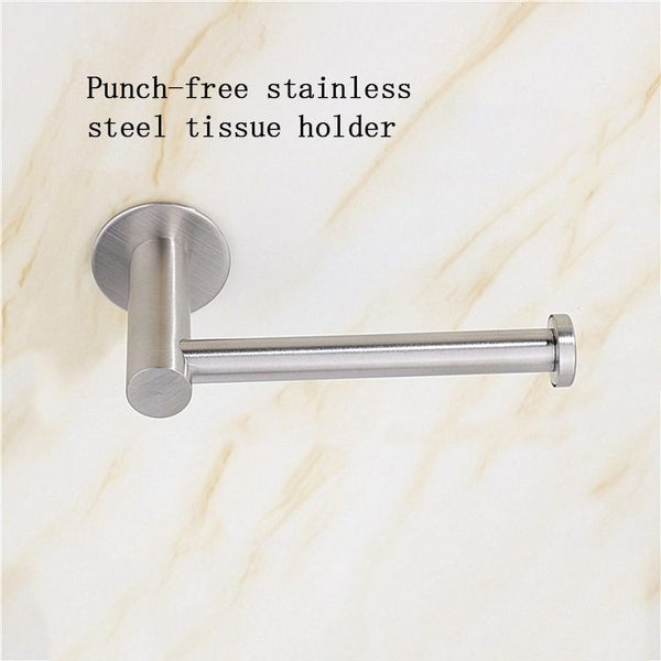 EW Household Stainless Steel Tissue Holder Silver Nail-Free Roll Carousel 1