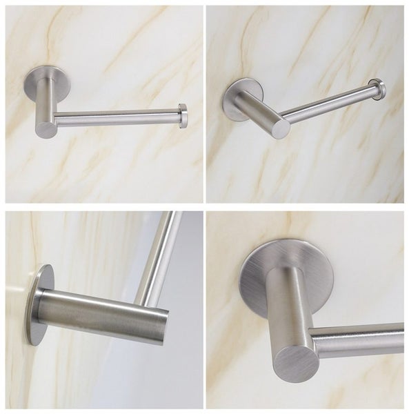 EW Household Stainless Steel Tissue Holder Silver Nail-Free Roll Carousel 5