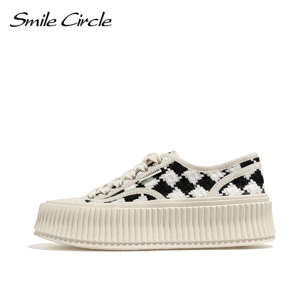 Smile Circle Chunky Sneakers Women Canvas Shoes Spring Breathable Carousel 1