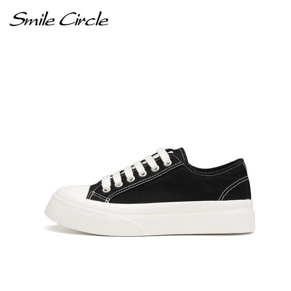 Smile Circle Chunky Sneakers Women Flat Platform Canvas Shoes Spring Carousel 1
