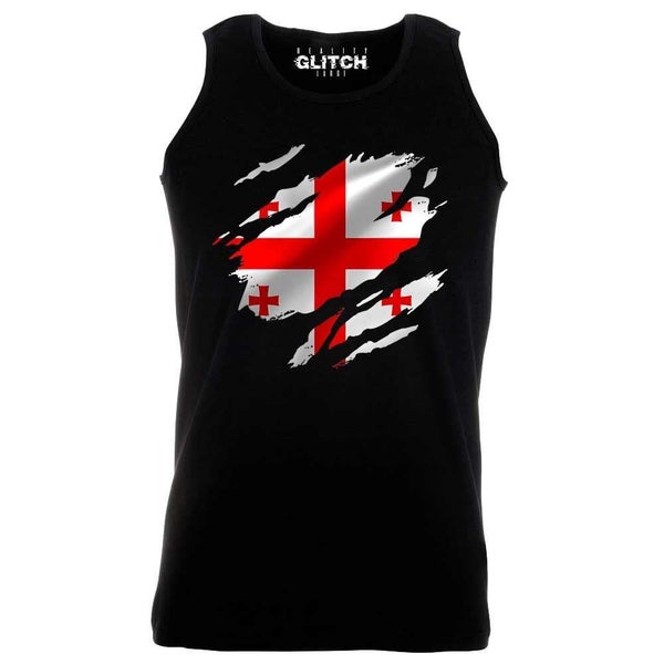 Reality Glitch Torn Georgia Flag Mens Vest Carousel 1