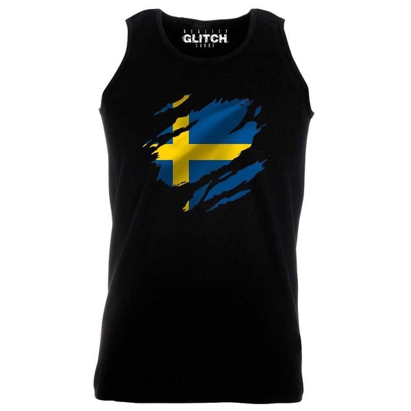 Reality Glitch Torn Sweden Flag Mens Vest Carousel 1