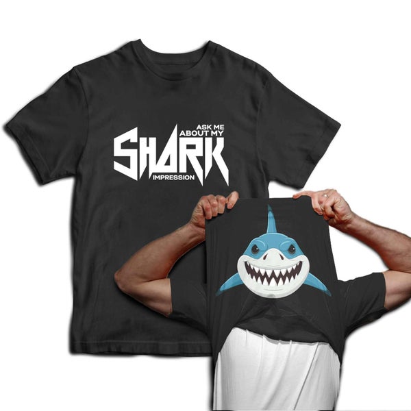 Reality Glitch Ask Me About My Shark Impression Flip Mens T-Shirt Carousel 1