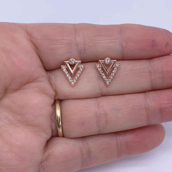 Rose Gold Crystal Geometric Earrings "Tripoli" Carousel 2