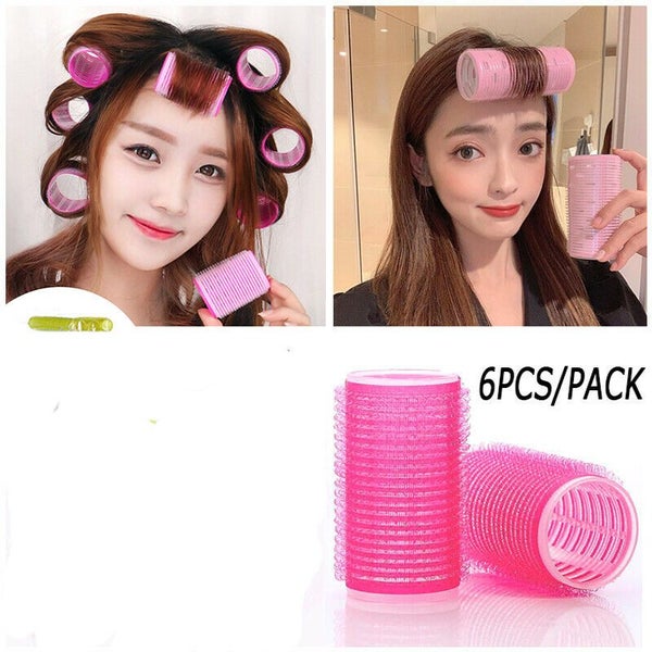 6Pcs Hair Rollers Lazy Self Grip Hair Curlers Ribbon Hair Roller NEW Carousel 1