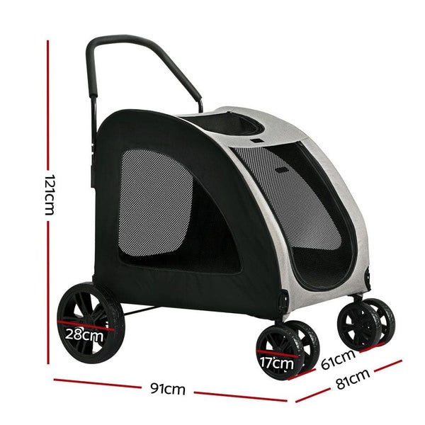 Pet Dog Stroller Pram Large Carrier Cat Travel Foldable Strollers 4 Wheels Carousel 2
