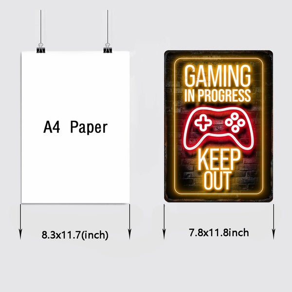 Gamepad Vintage Metal Poster Neon Light Glow Lettering Decorative Tin Carousel 7