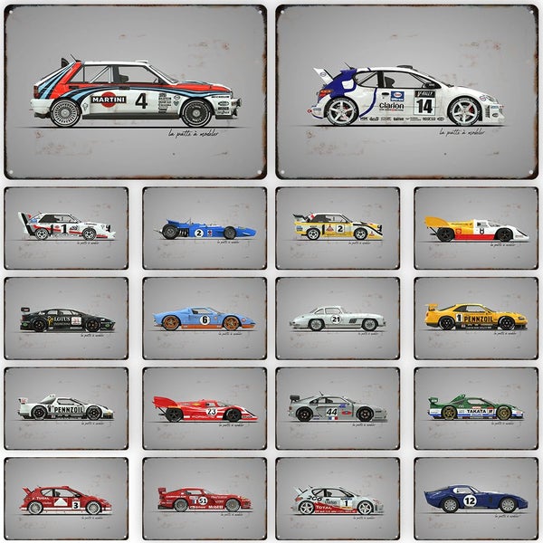 F1 Racing Vintage Metal Poster World Famous Cars Retro Decorative Tin Carousel 2