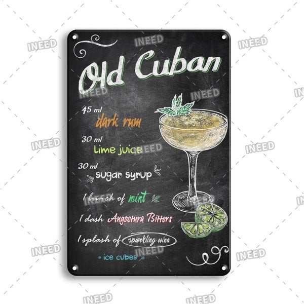 INEED Vintage Metal Tin Sign Decorations Gin & Tonic Cocktail Carousel 1