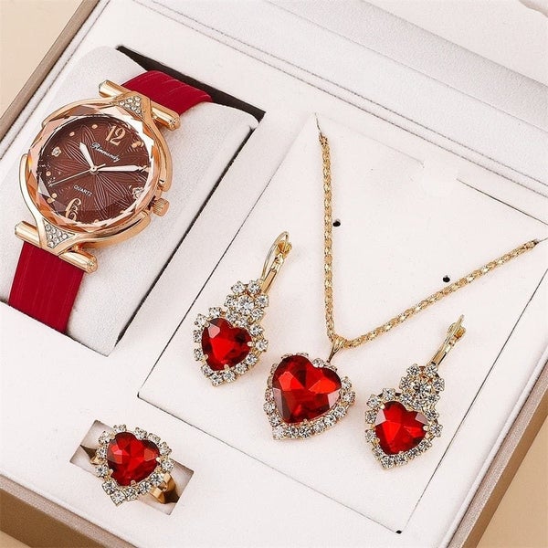 5pcs Set Watches Women Leather Band Ladies Watch Simple Casual Womens Analog ... Carousel 2