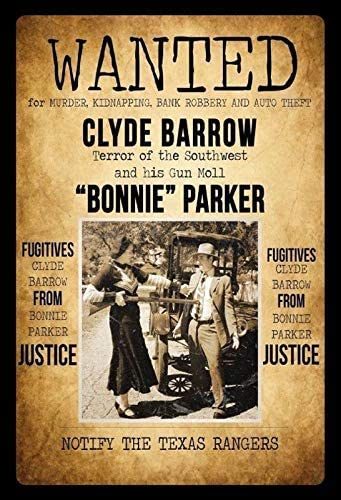 Anjoes Wanted Bonnie & Clyde Motiv 2 Metal Sign Bar Cafe Carousel 1