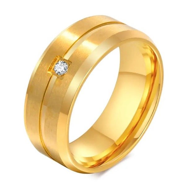 Men's Titanium Steel Minimalist Ring with Brushed Gold Finish - LOW RESERVE! Carousel 1