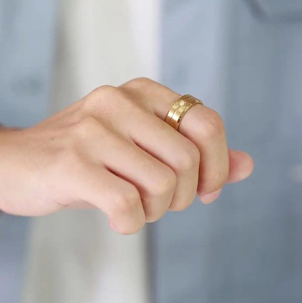 Men's Titanium Steel Minimalist Ring with Brushed Gold Finish - LOW RESERVE! Carousel 2