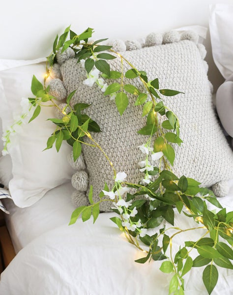 2m White Wisteria Flowering Vine Hanging Garland Battery String Fairy Lights ... Carousel 1