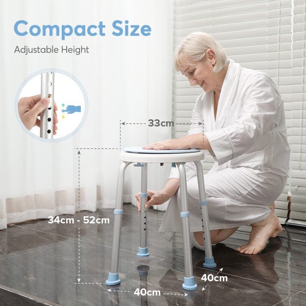 Compact Shower Stool with Rotating Seat Carousel 2