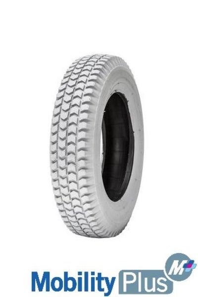 Mobility Scooter Tyre 3.00-4 Grey with Square Edge & Chevron Tread - Reliable... Carousel 1