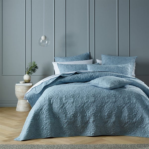 Bianca Sabrina Bedspread Set Pillowcase Home Bedding Provincial Blue Queen Bed Carousel 1