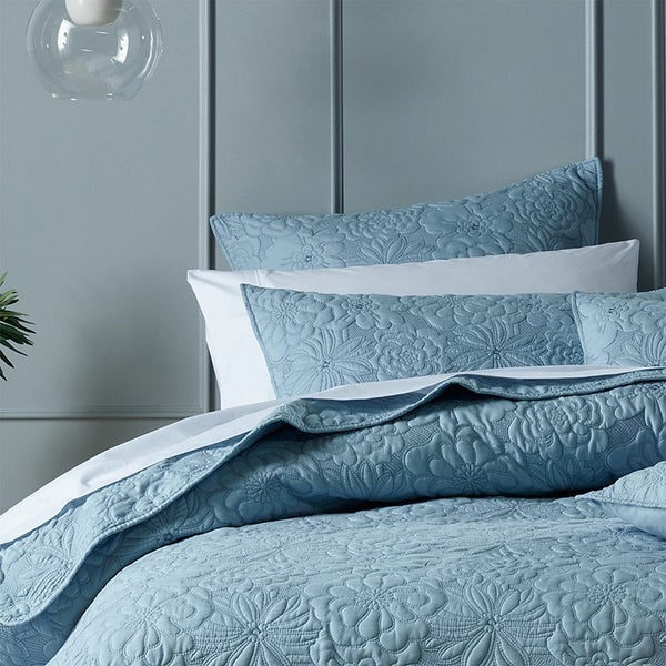 Bianca Sabrina Bedspread Set Pillowcase Home Bedding Provincial Blue Queen Bed Carousel 2