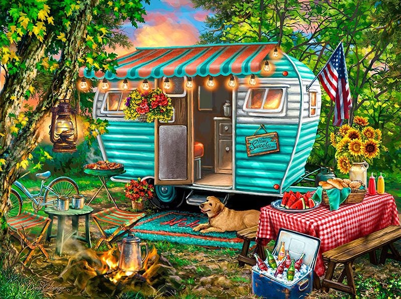 LARGE FULL DIAMOND PAINTING - CARAVAN CAMPING 40 X 60 CM ( TOP QUALITY KIT) Carousel 1