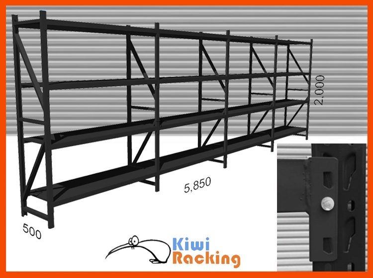 2000KG 6M Garage Storage Shelving Matt Black Carousel 1